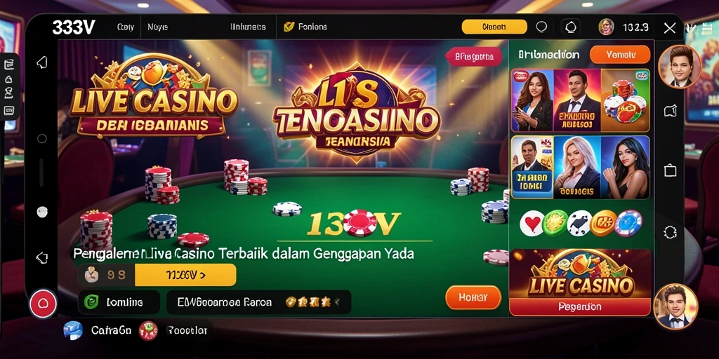 Screenshot gameplay Live Casino di 333V yang menampilkan dealer langsung.