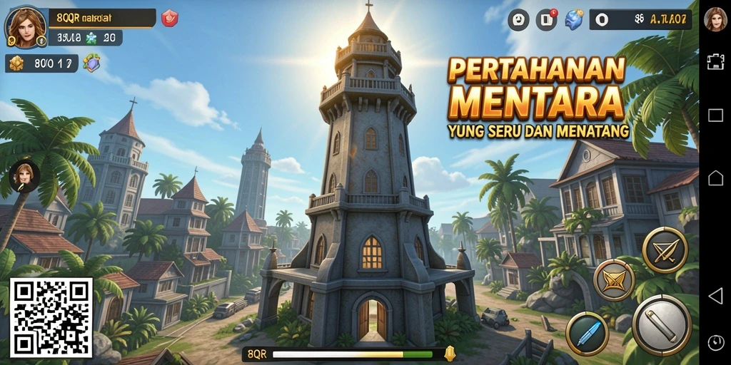 Tangkapan layar gameplay 8QR menampilkan strategi pertahanan yang seru.