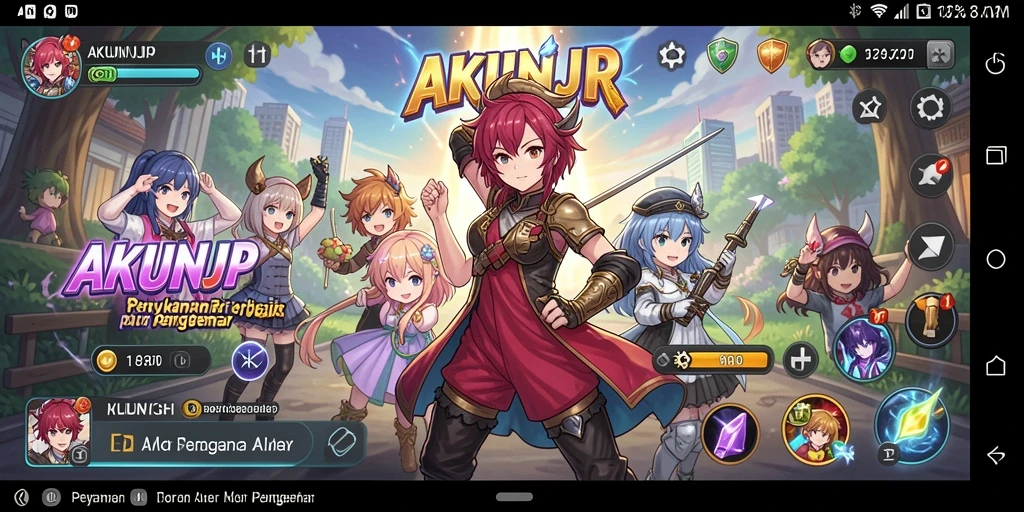 Tampilan gameplay AKUNJP yang menampilkan karakter Anime.
