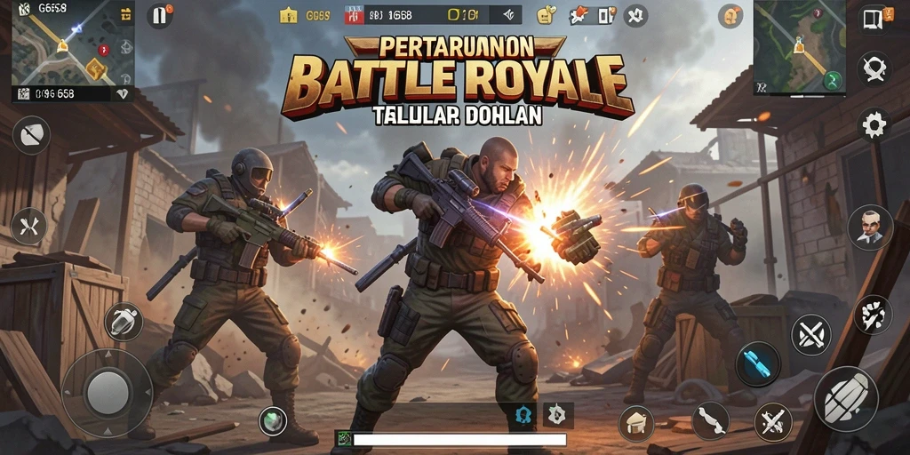 Tangkapan layar G668 menampilkan pertempuran sengit dalam arena Battle Royale.