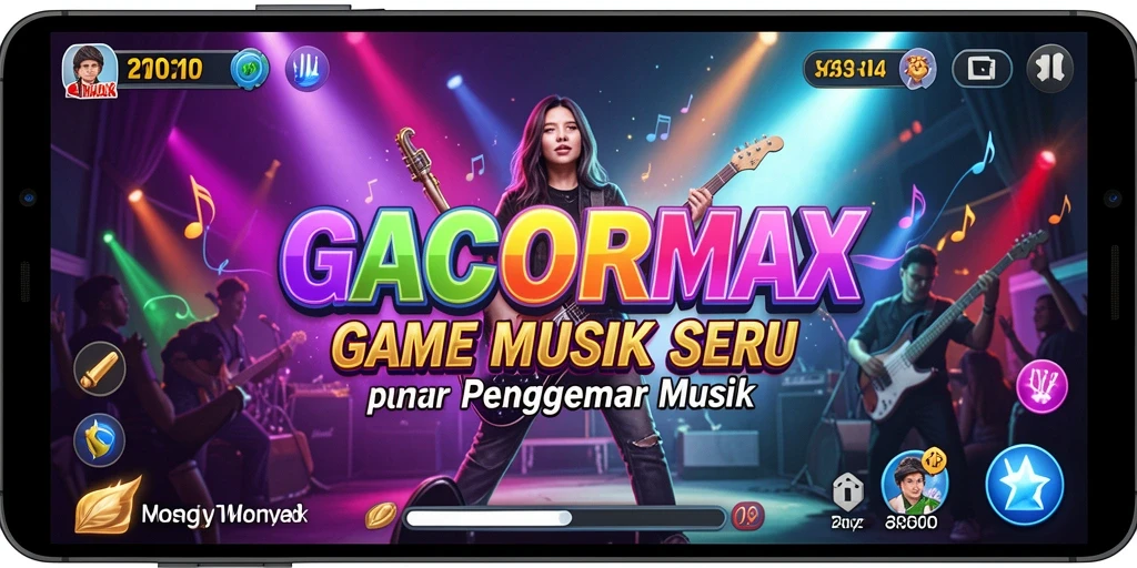 Tampilan gameplay GACORMAX menunjukkan pengalaman musik yang seru.