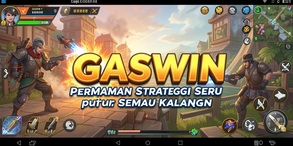Tampilan gameplay GASWIN dengan strategi mendalam.