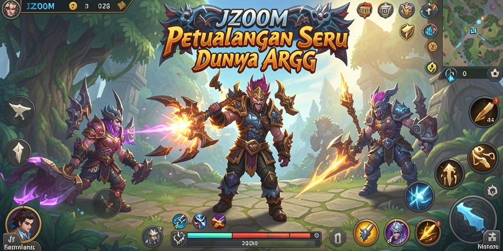Screenshot J200M menampilkan aksi bertarung seru dalam dunia fantasi.