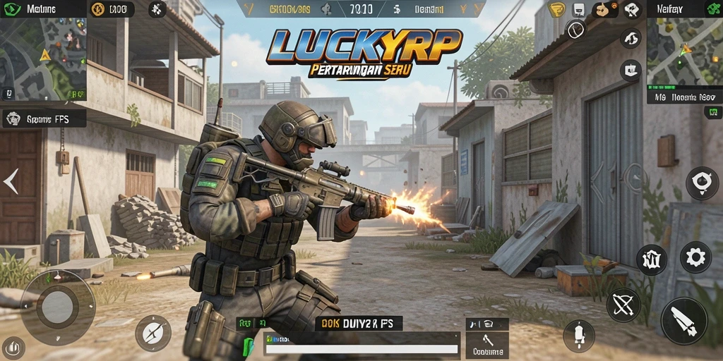 Tangkapan layar gameplay LUCKYRP menunjukkan aksi tembak-menembak yang seru.