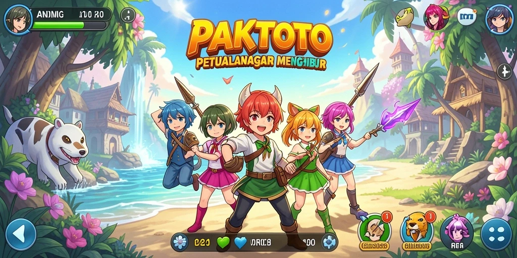 Tampilan gameplay menarik dari PAKTOTO dengan karakter anime yang menawan.