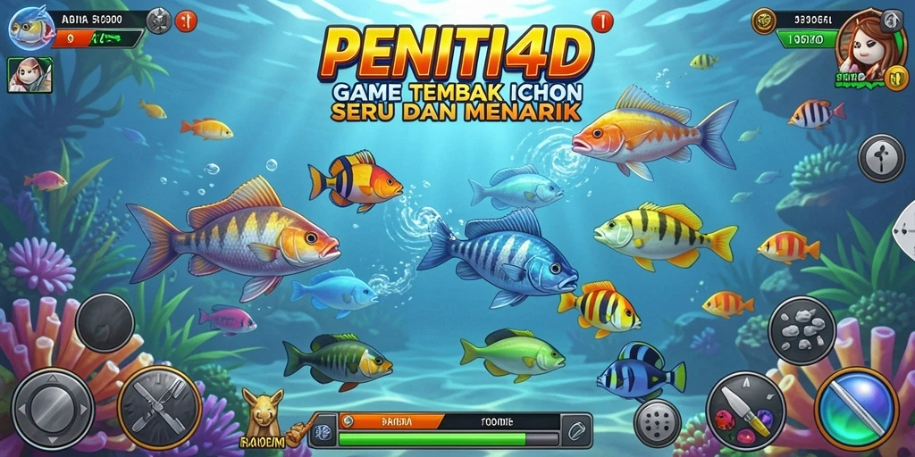 Tampilan gameplay PENITI4D dengan aksi menembak ikan yang seru.