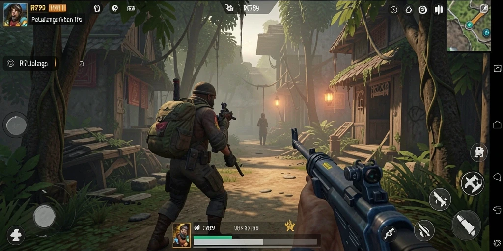 Tangkapan layar gameplay intens dari RR789 yang menunjukkan aksi TPS.