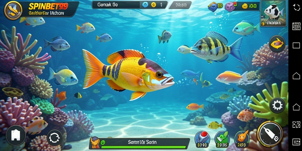 Gameplay seru SPINBET99 dengan aksi tembak ikan.