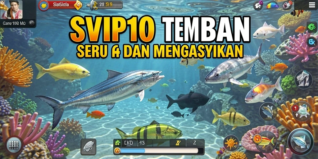 Screenshot gameplay <strong>SVIP10</strong> menunjukkan keseruan menembak ikan di bawah laut.