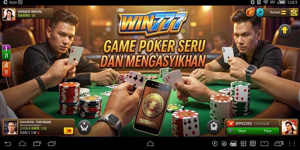 Screenshot gameplay WIN777 menampilkan suasana bermain Poker yang aktif dan seru.