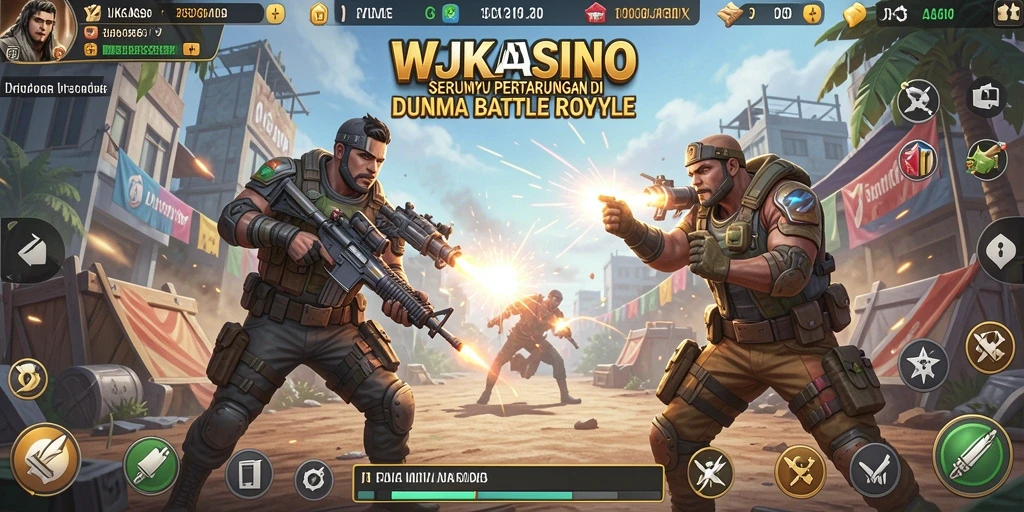 Gameplay mendebarkan WJKASINO dalam pertarungan Battle Royale.